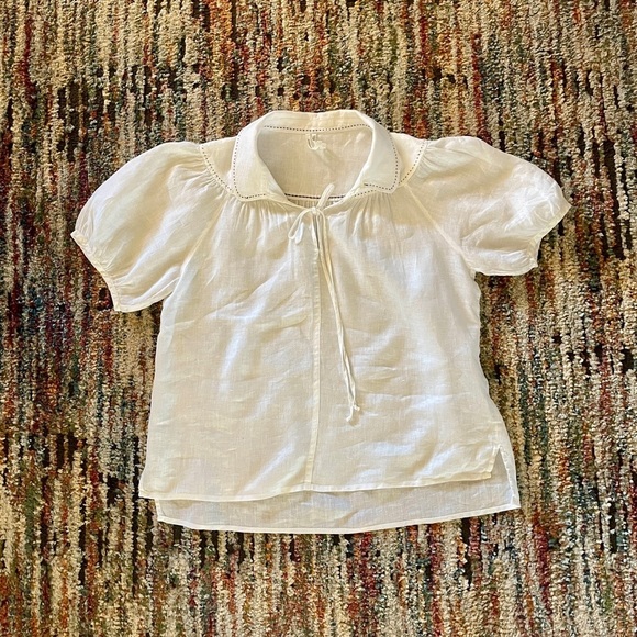 Anthropologie Tops - Anthropologie Puff Sleeve Linen Collared Blouse - Size Small